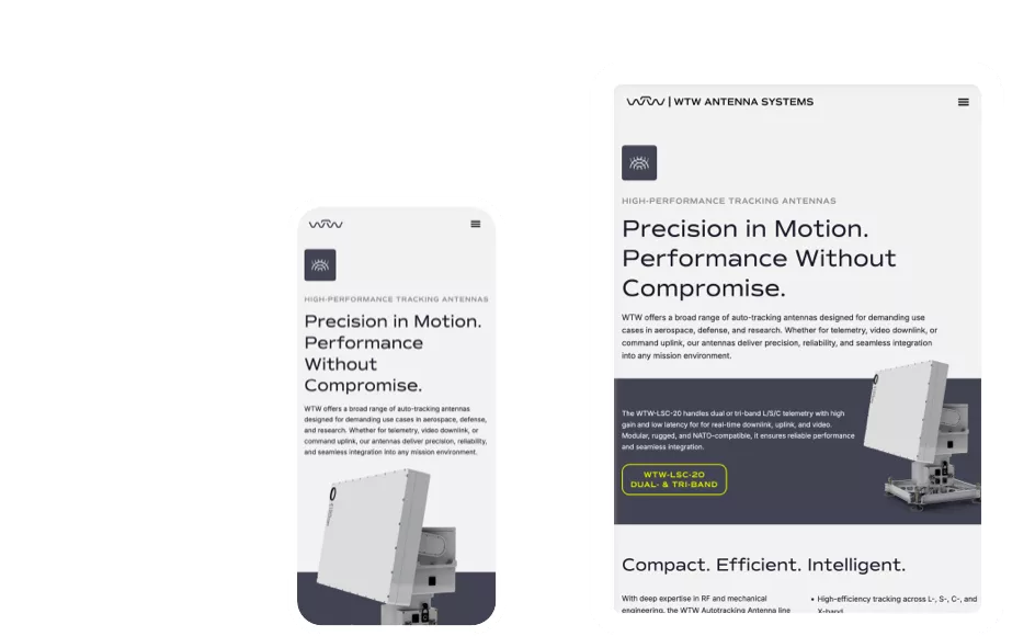 Responsive Ansichten der WTW-Website (Mobile & Tablet)